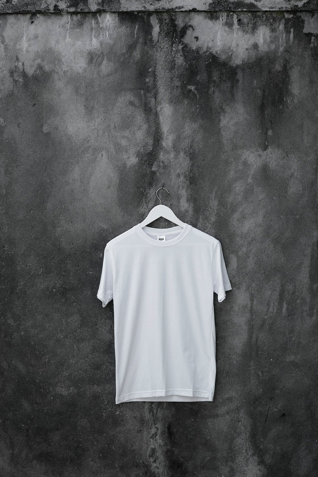 White tee on a hanger